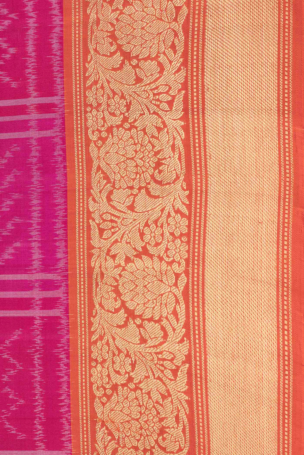 Border image of Pink Dual Tone Soft Silk Saree with Ikat Print on the body and Zari Border. 