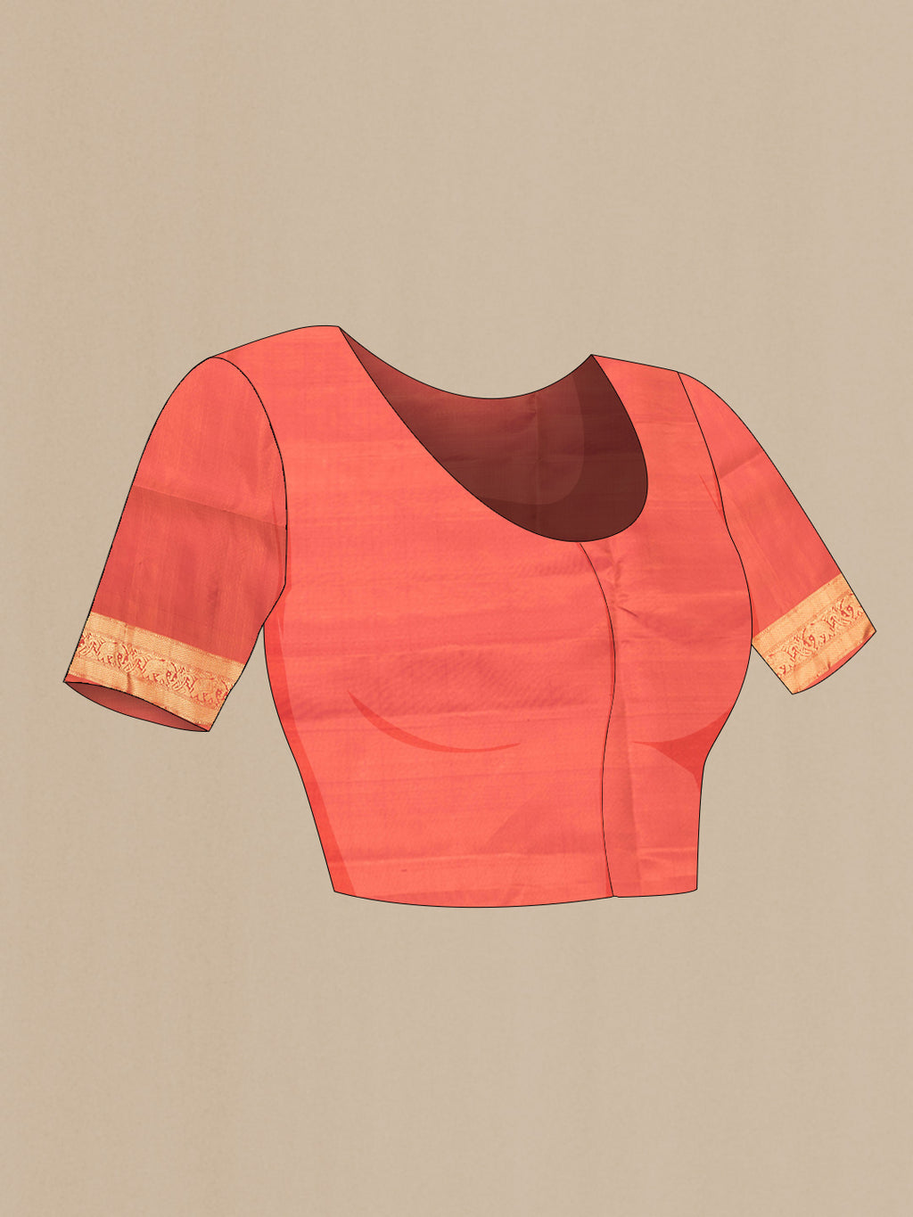 Close up image of the blouse of Navy Blue and Maroon Color Soft Silk Saree with Checked design on the body and Zari Border. 