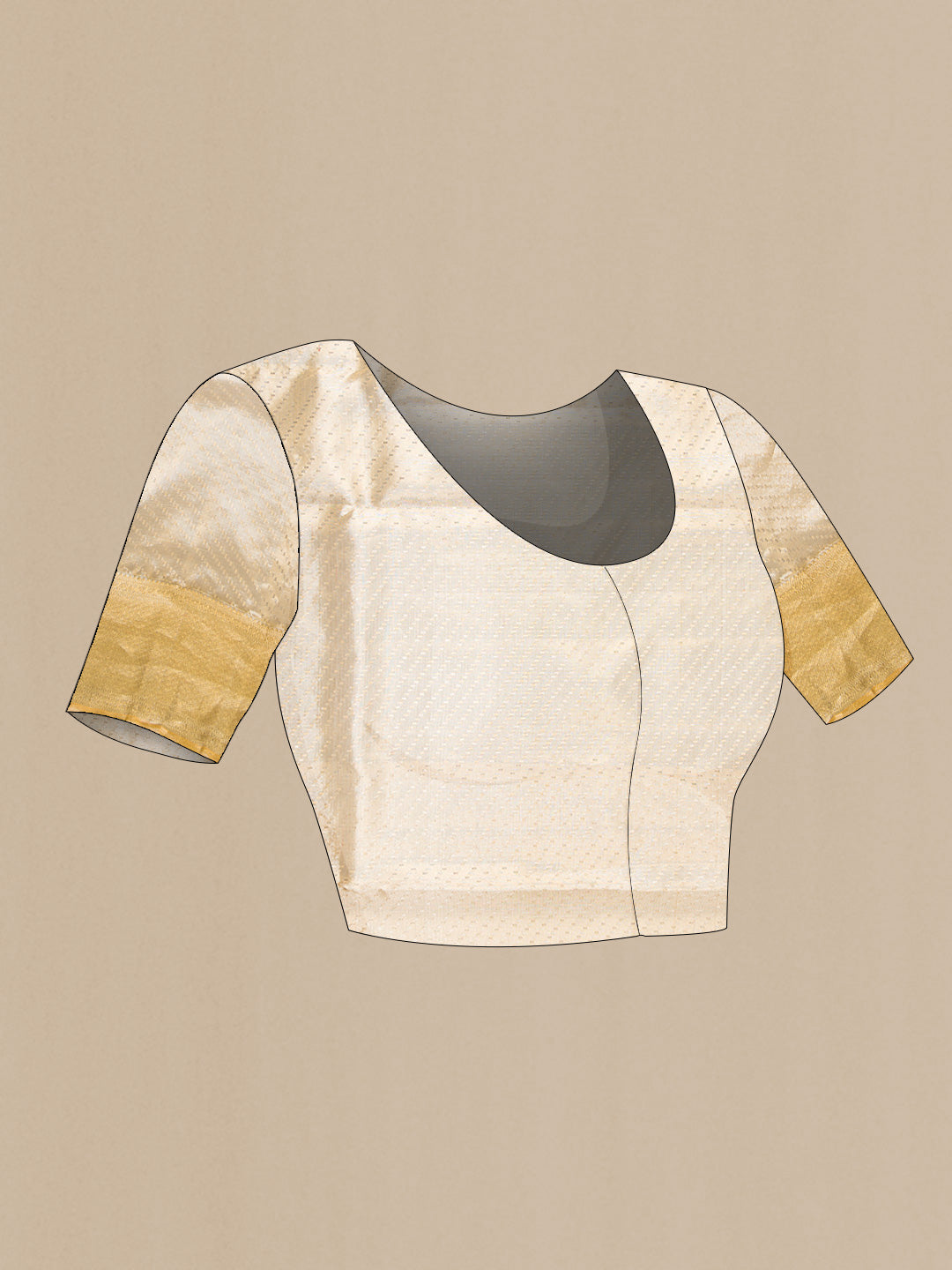 Close up image of the blouse of Pista Green Dual Tone Kanjivaram Tissue Silk Saree with Zari Brocade on the body and Zari Border. 