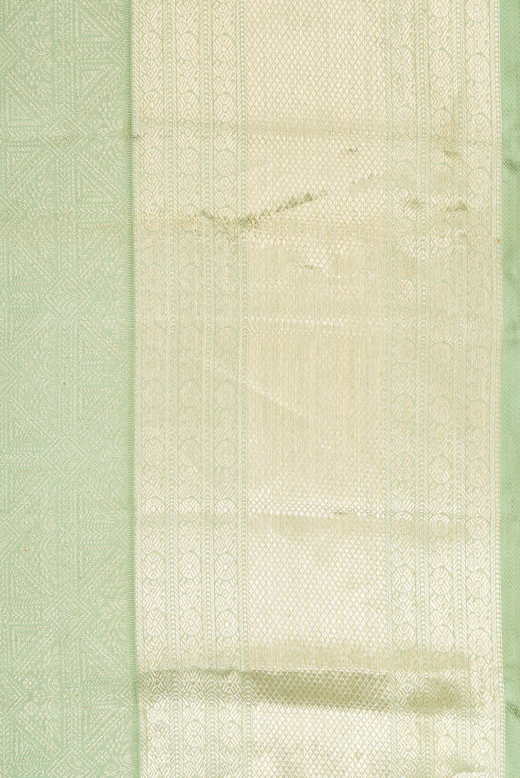 Border image of Light Green Dual Tone Kanchipuram Silk Saree with Zari Brocade on the body and Zari Border. 