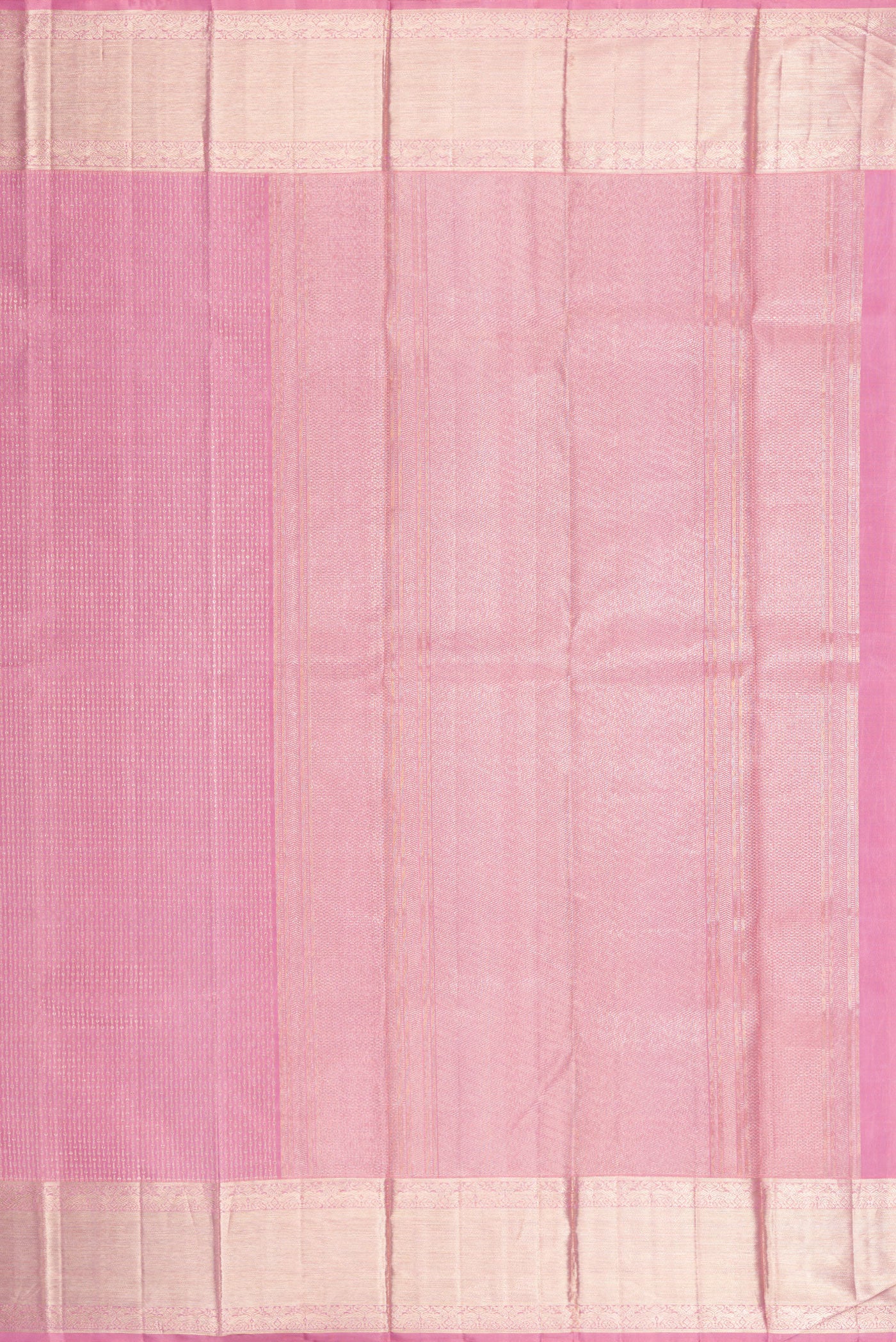 Close up image of the pallu of Pink Kanchipuram Silk Saree with Zari Brocade on the body and Zari Border. 