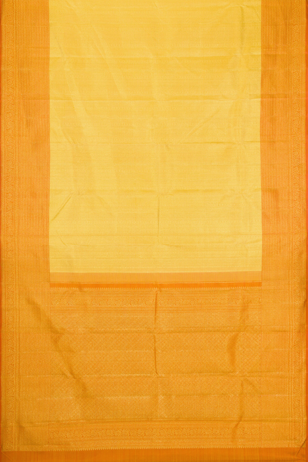 Flat view of Sandal Dual Tone Kanchipuram Silk Saree with Zari Brocade on the body and Zari Border. 