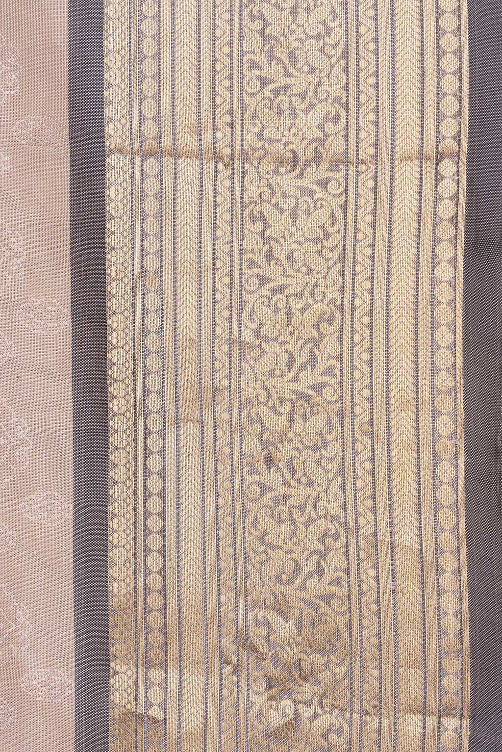 Border image of Beige Dual Tone Kanchipuram Silk Saree with Jacquard design on the body and Zari Border. 