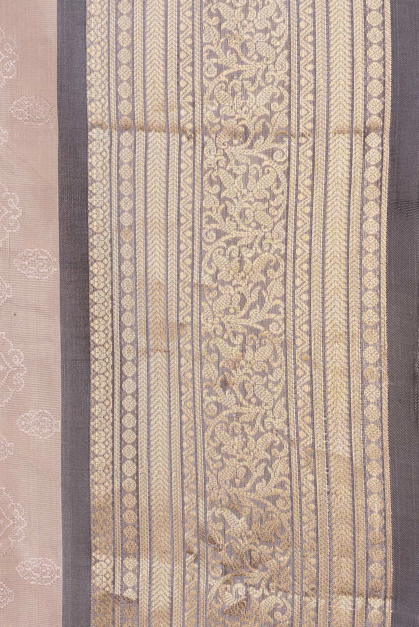 Border image of Beige Dual Tone Kanchipuram Silk Saree with Jacquard design on the body and Zari Border. 