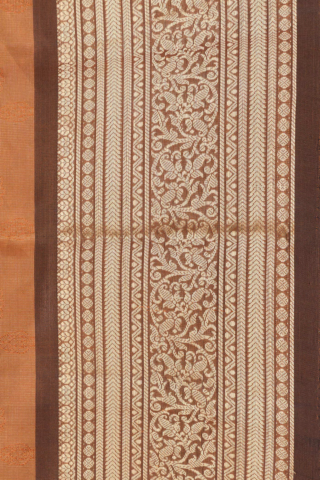 Border image of Mustard Dual Tone Kanchipuram Silk Saree with Jacquard design on the body and Zari Border. 