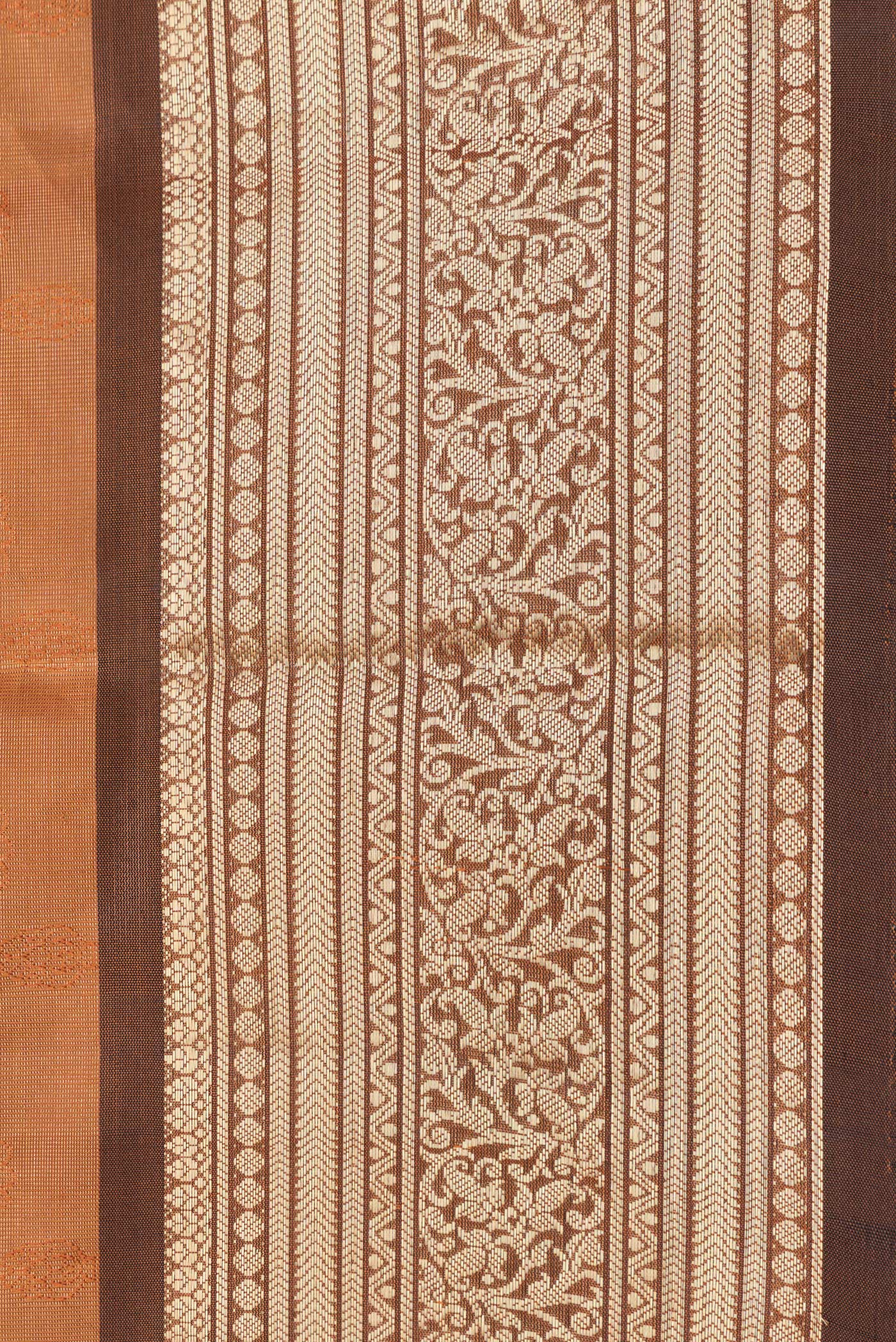 Border image of Mustard Dual Tone Kanchipuram Silk Saree with Jacquard design on the body and Zari Border. 