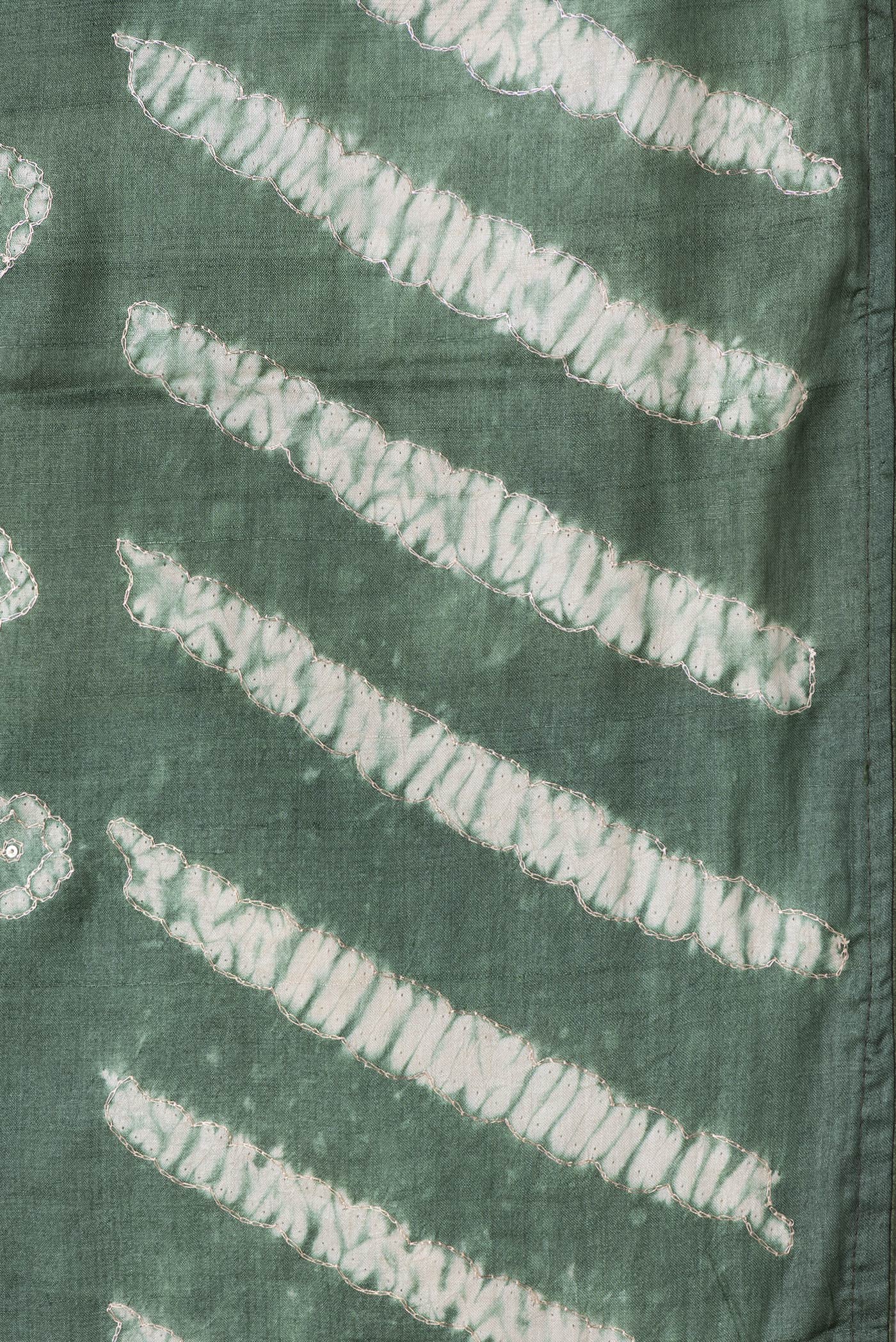 Border image of Mehandi Green Dual Tone Tussar Silk Saree with Embroidery on the body and Without Border. 