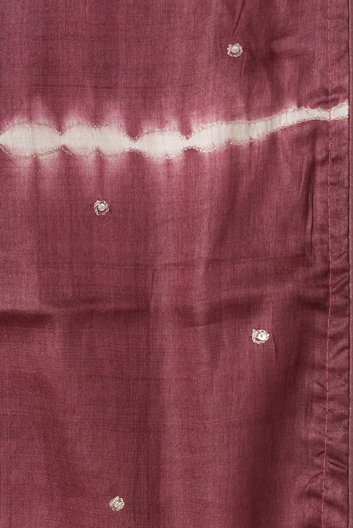 Border image of Maroon Dual Tone Tussar Silk Saree with Embroidery on the body and Without Border. 