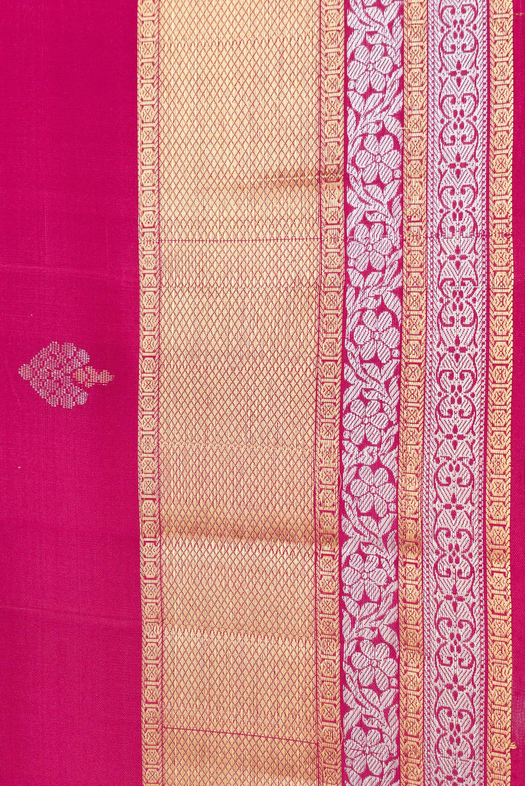 Border image of Dark Pink Dual Tone Soft Silk Saree with Zari Butta on the body and Zari Border. 