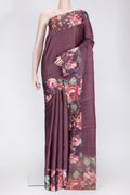 Burgundy Dual Tone Tussar Silk Saree with Checked design on the body and Zari Border.  displayed on a mannequin
