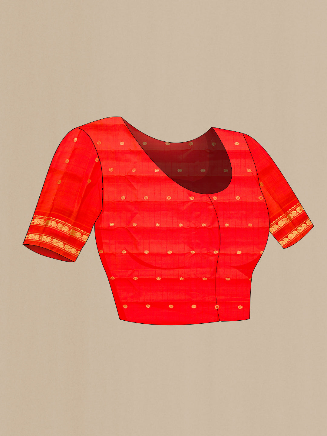 Close up image of the blouse of Bottle Green Dual Tone Gadwal Silk Saree with Checked design on the body and Zari Border. 