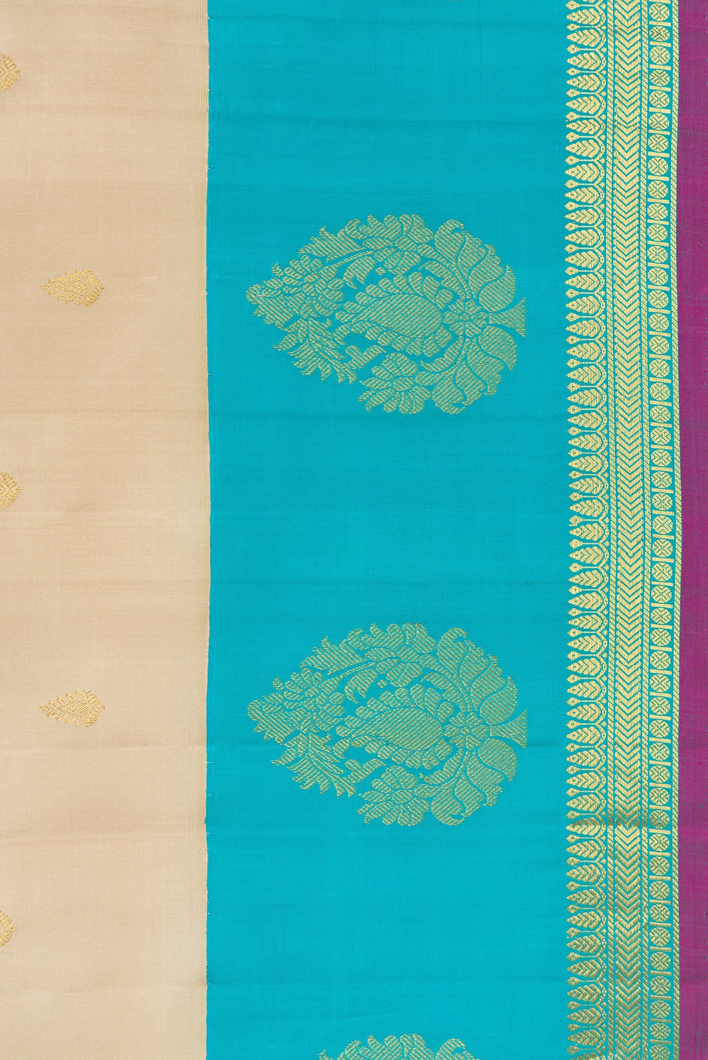 Border image of Beige Dual Tone Gadwal Silk Saree with Zari Butta on the body and Fancy Border. 