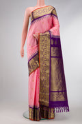 Pink Dual Tone Gadwal Silk Saree with Zari Butta on the body and Zari Border.  displayed on a mannequin