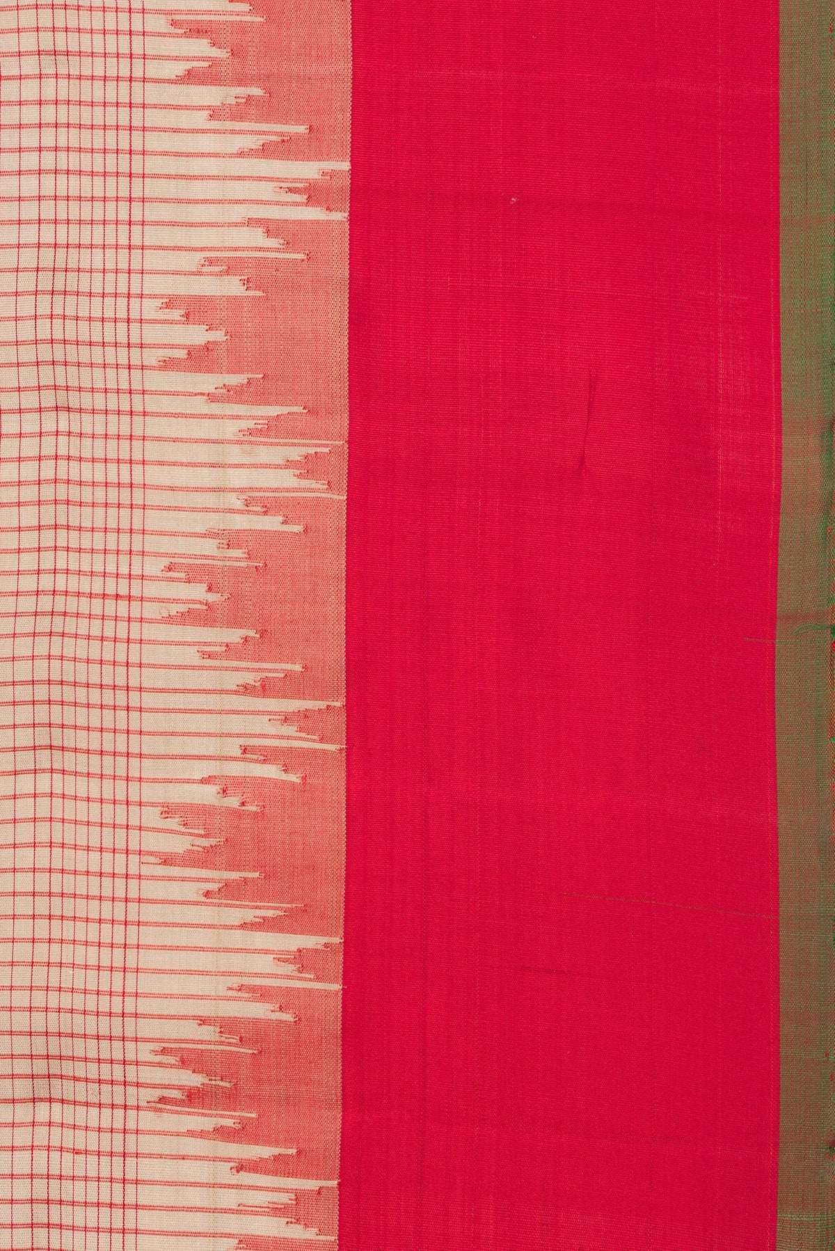 Border image of Pure Silk Dark Beige Dual Tone Gadwal Saree with Checked design on the body and Zari Border. 