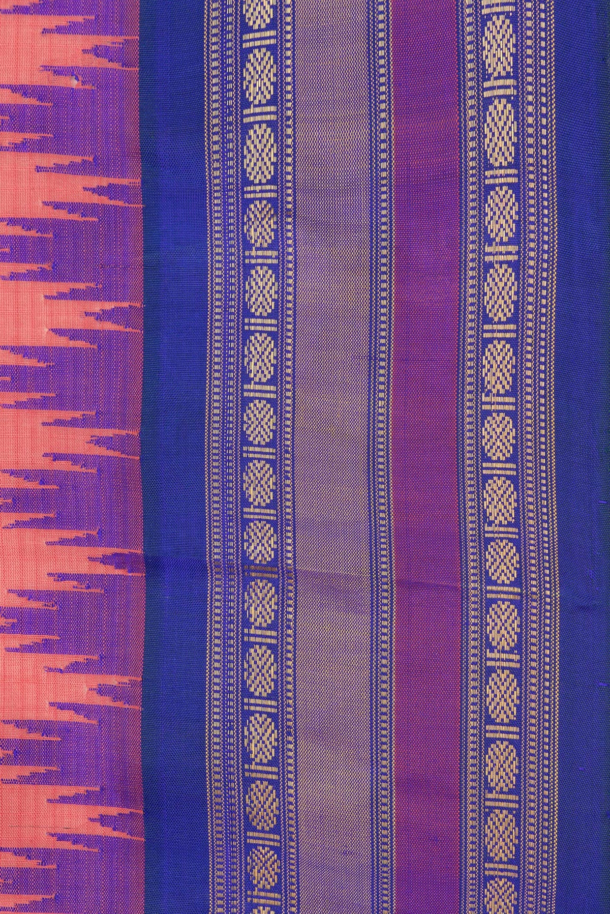 Border image of Pink Dual Tone Gadwal Silk Saree with Checked design on the body and Zari Border. 