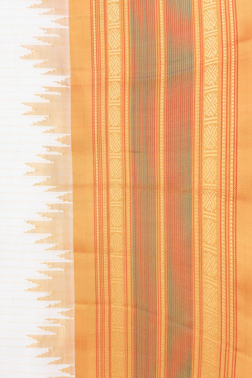 Border image of Mustard Dual Tone Gadwal Silk Saree with Stripes on the body and Zari Border. 