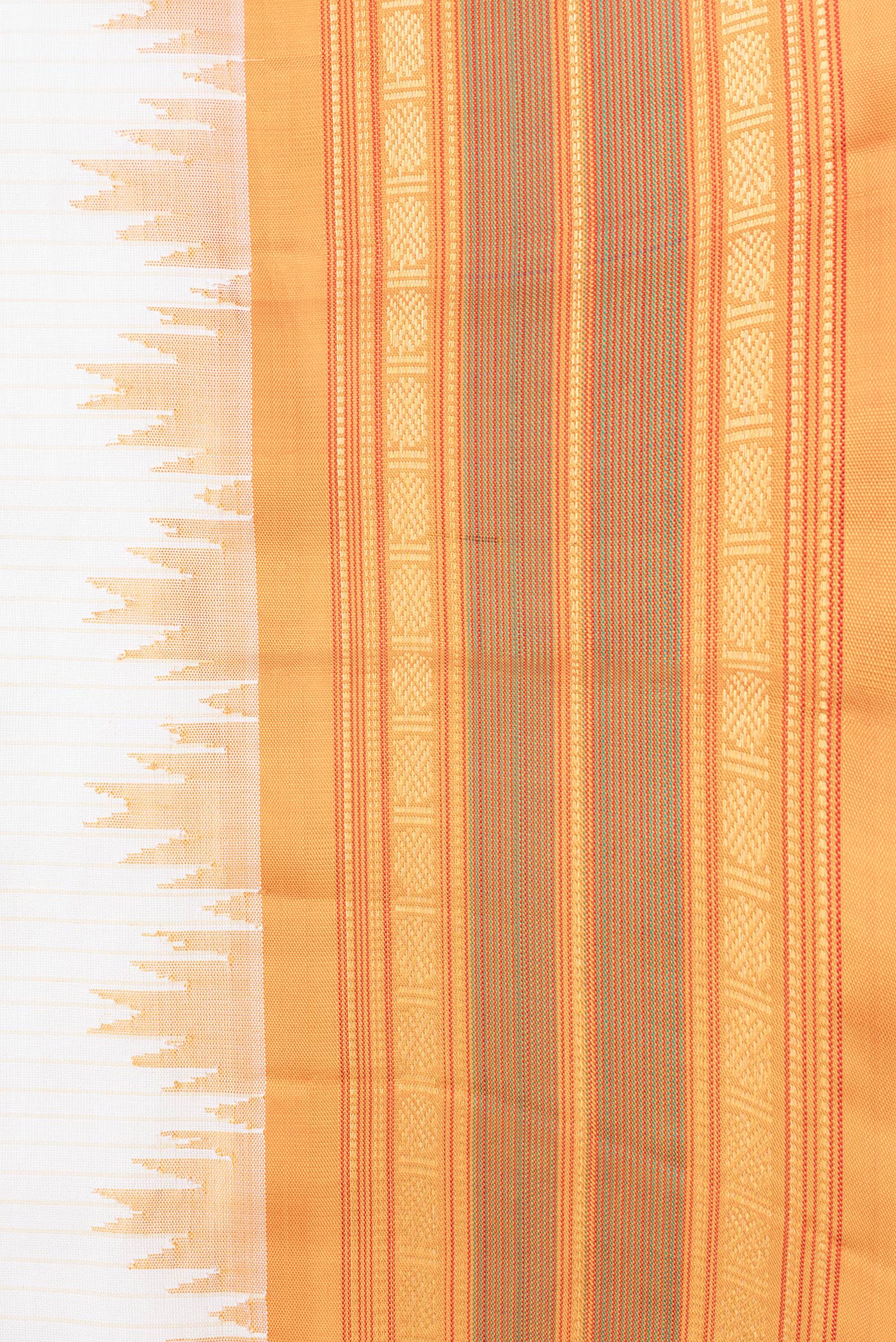 Border image of Mustard Dual Tone Gadwal Silk Saree with Stripes on the body and Zari Border. 