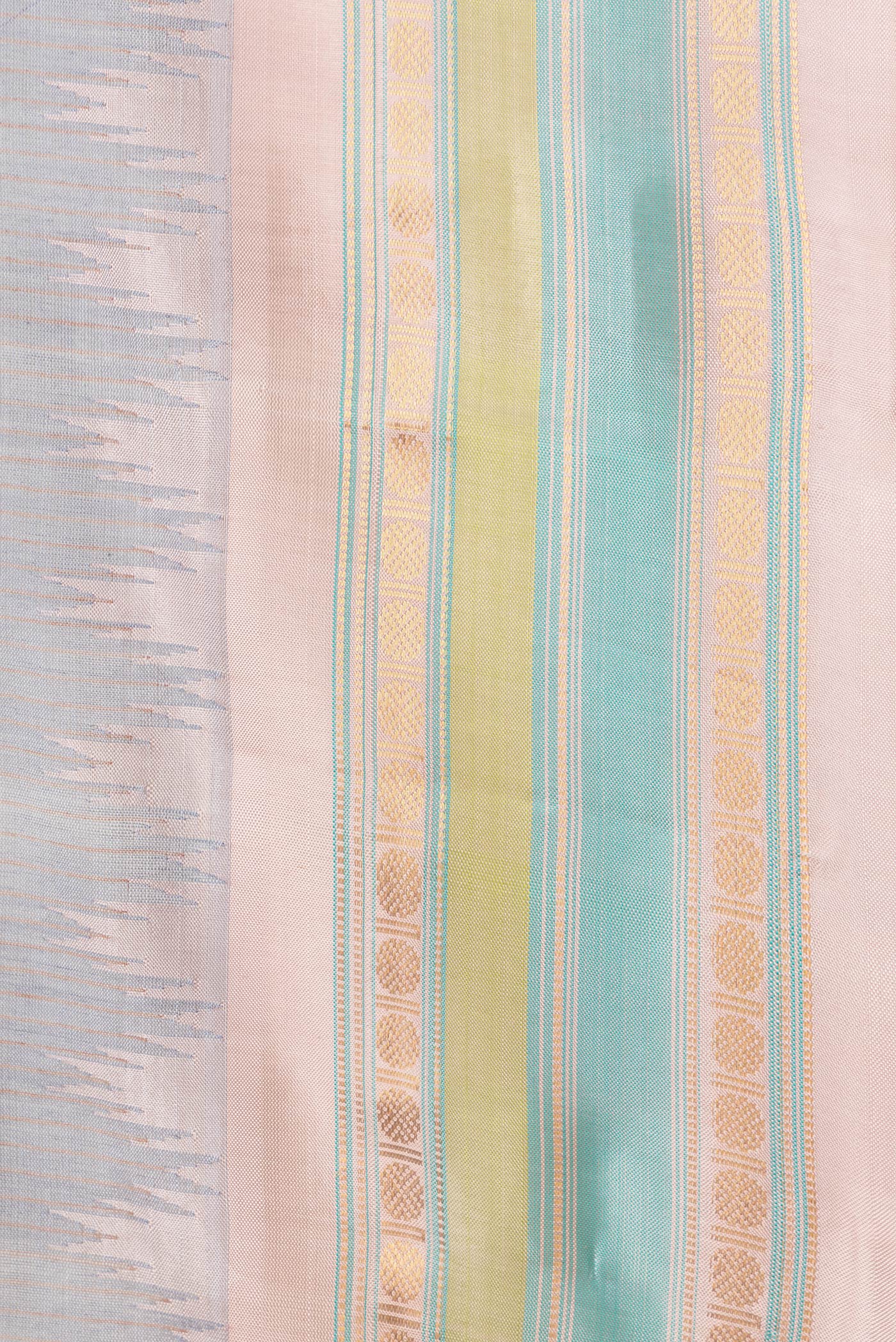 Border image of Grey Dual Tone Gadwal Silk Saree with Stripes on the body and Zari Border. 