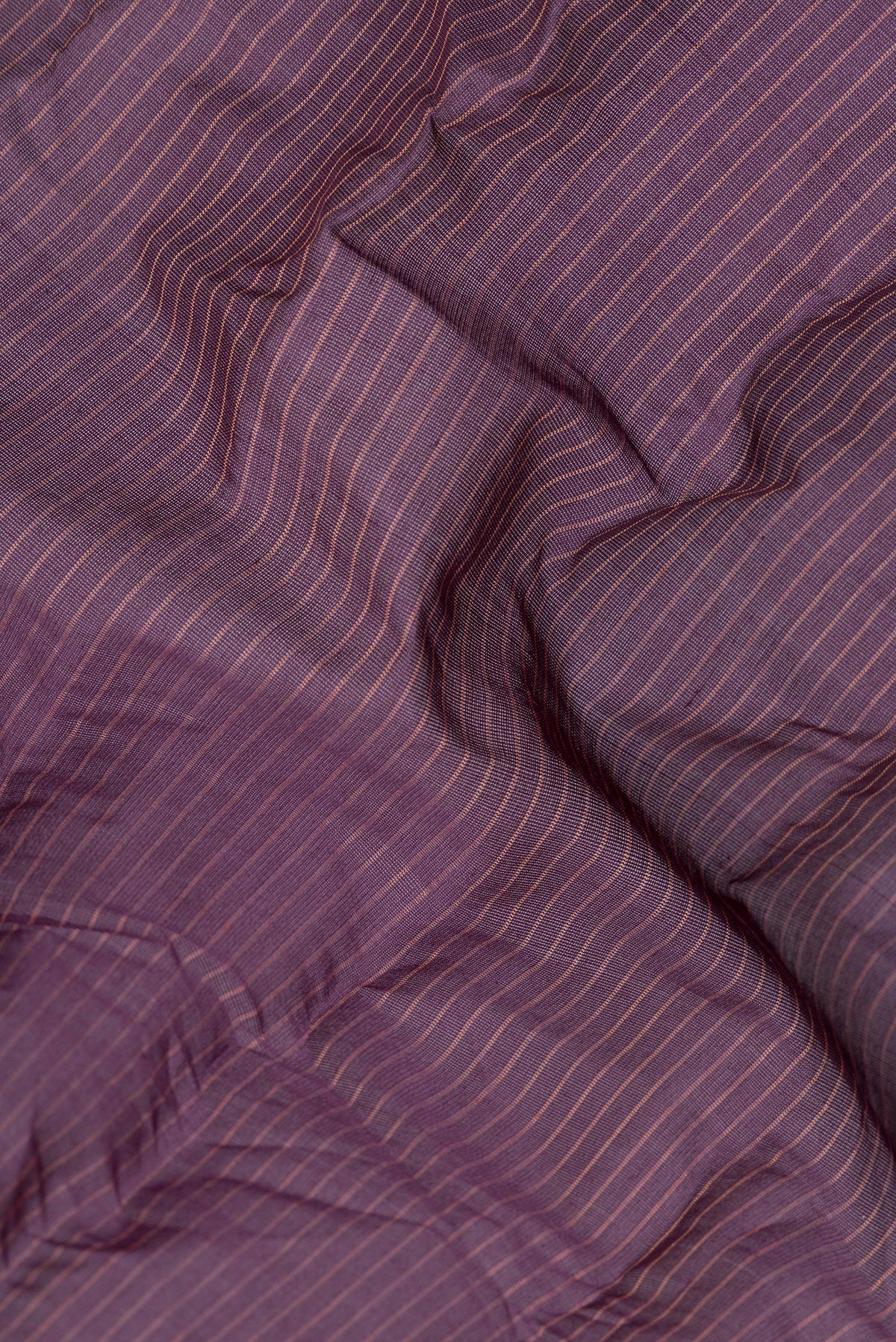 Close up of Pure Silk Burgundy Dual Tone Gadwal Saree with Stripes on the body and Zari Border.  displaying folds