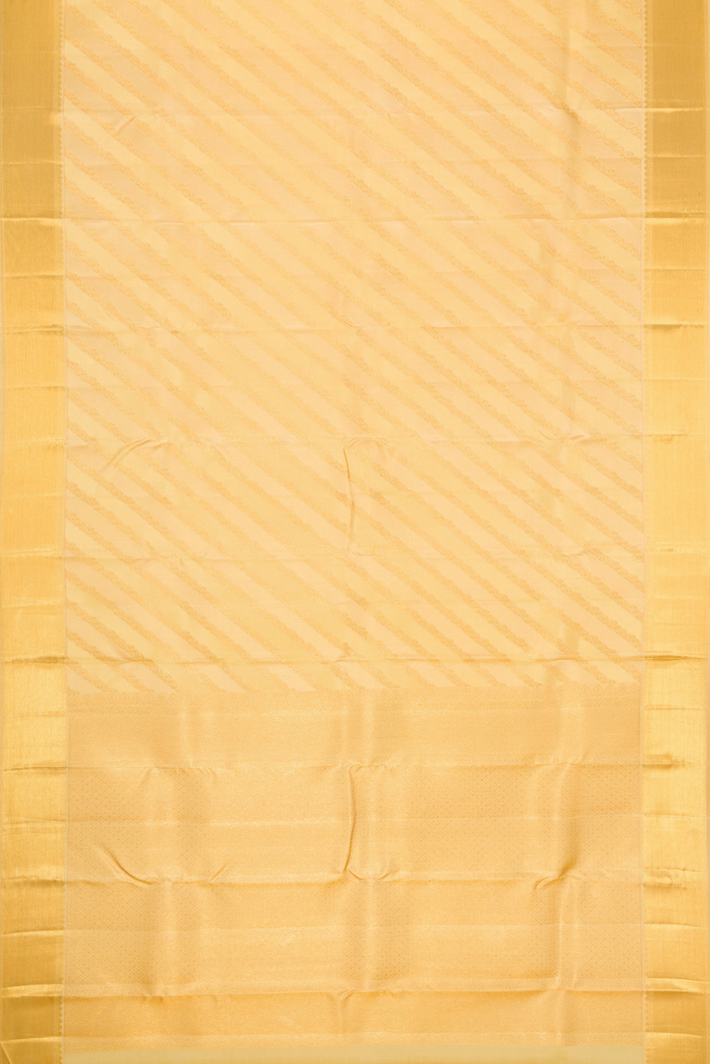 Flat view of Sandal Dual Tone Kanjivaram Silk Saree with Zari Brocade on the body and Zari Border. 