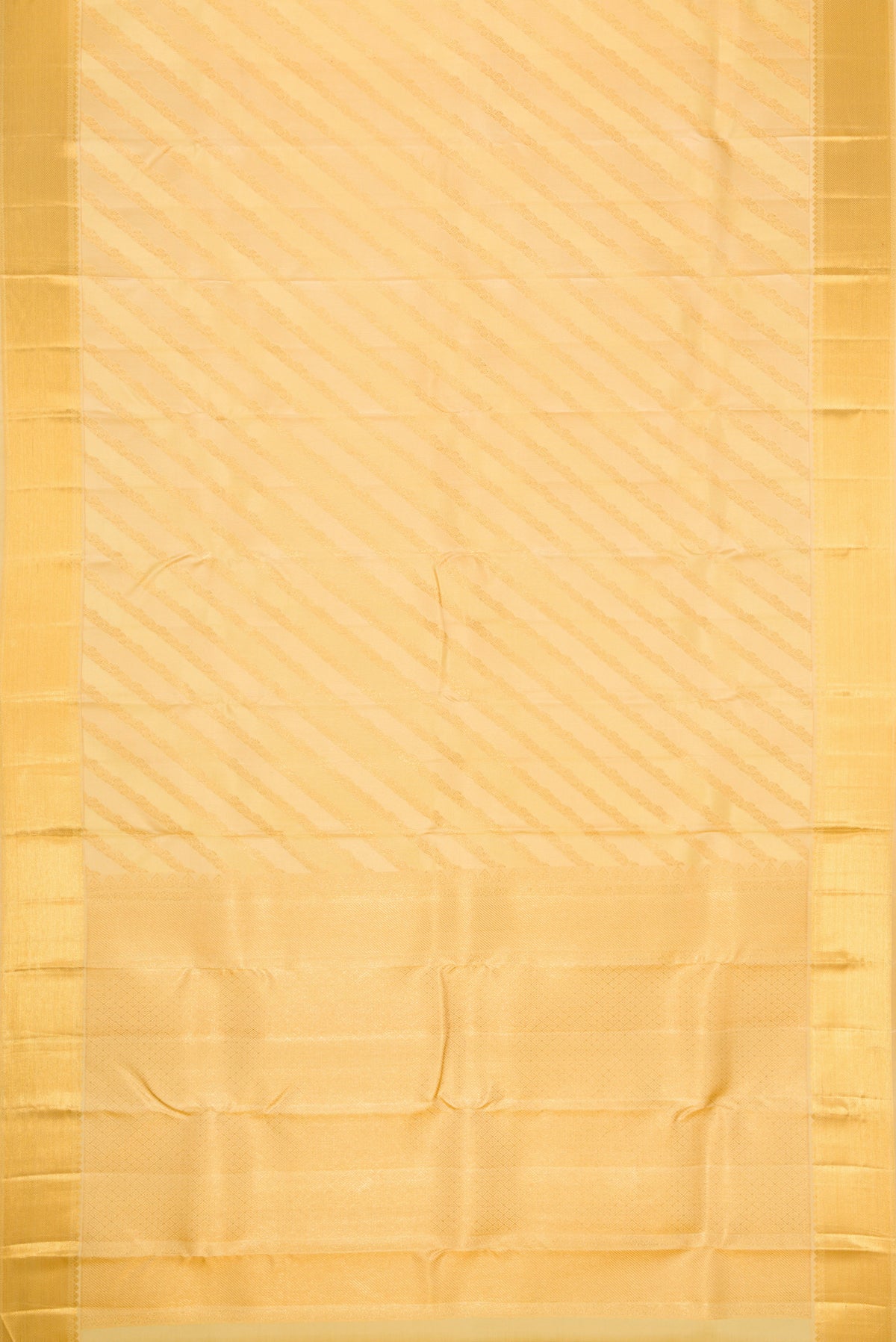Flat view of Sandal Dual Tone Kanjivaram Silk Saree with Zari Brocade on the body and Zari Border. 