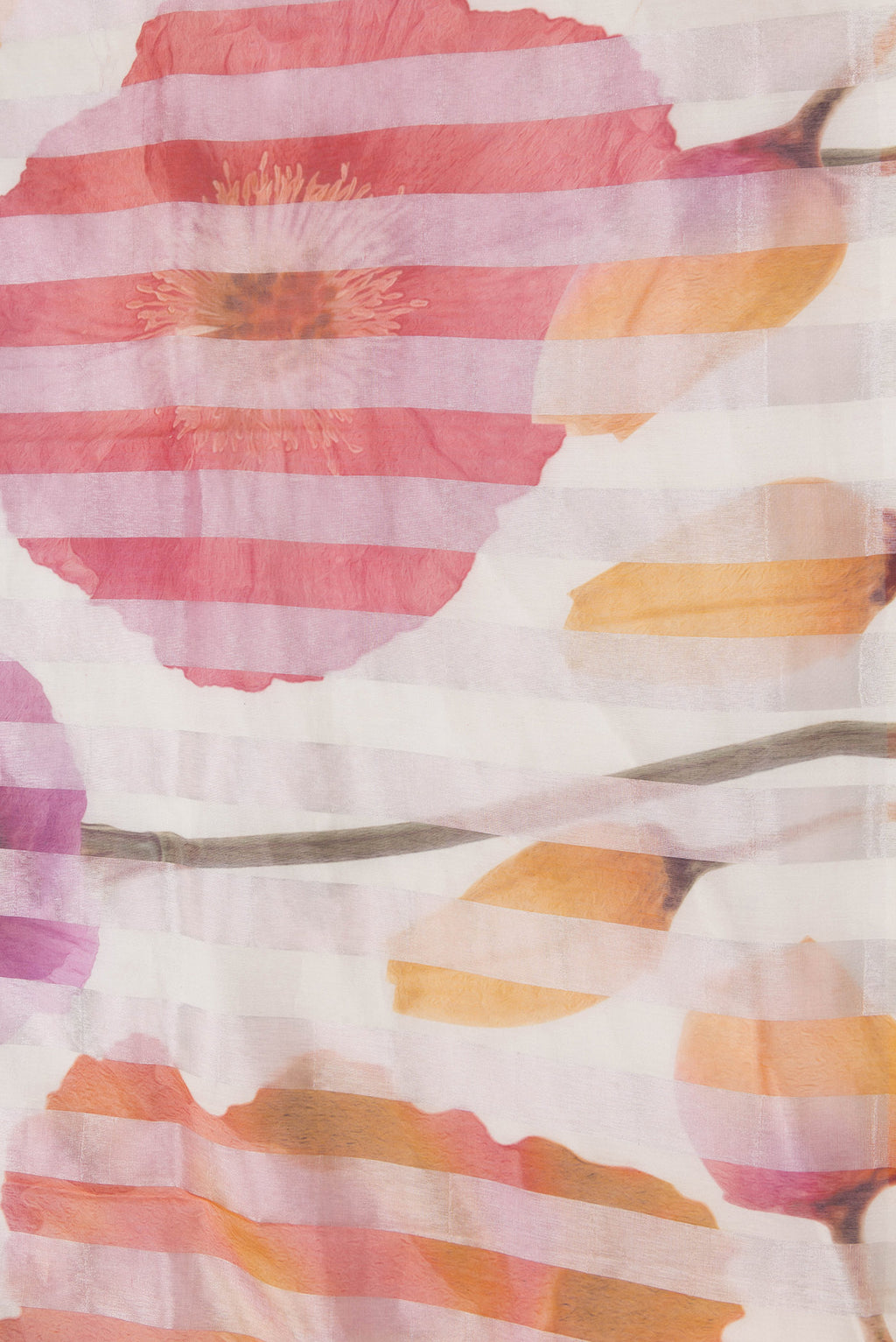Border image of Beige Dual Tone Organza Silk Saree with Printed design on the body and Without Border. 