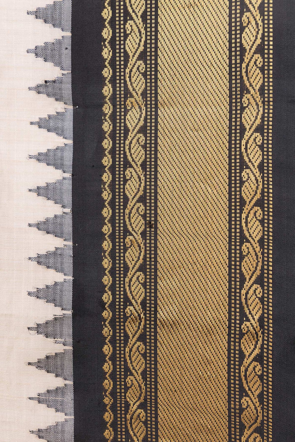 Border image of Beige Dual Tone Gadwal Silk Saree with Zari Butta on the body and Zari Border. 