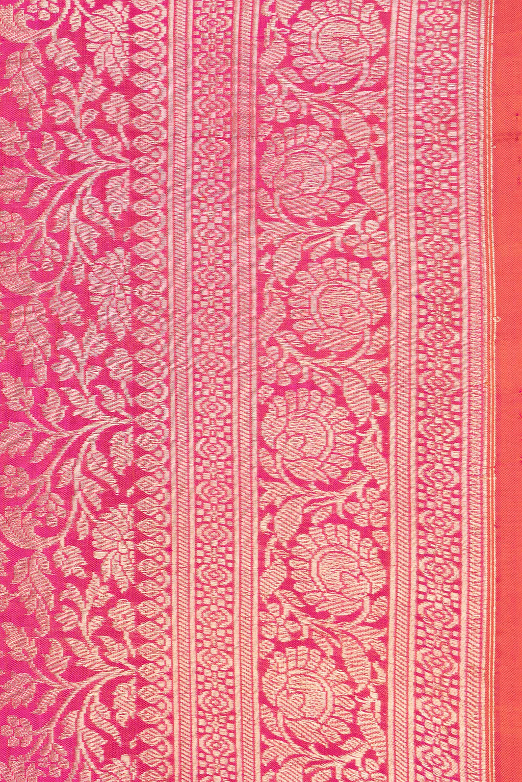 Border image of Pink Dual Tone Banarasi Silk Saree with Zari Brocade on the body and Zari Border. 