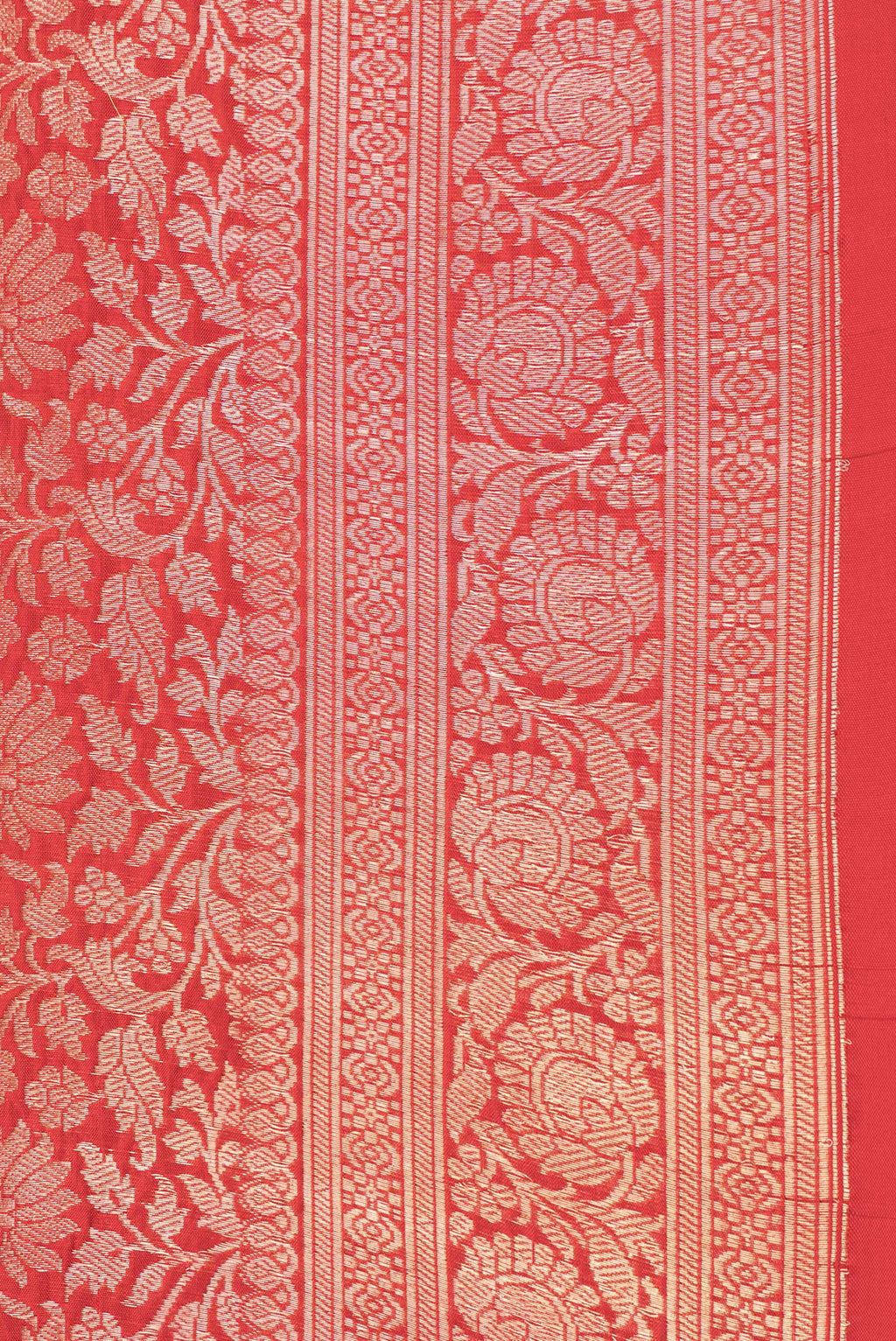 Border image of Red Dual Tone Banarasi Silk Saree with Zari Brocade on the body and Zari Border. 