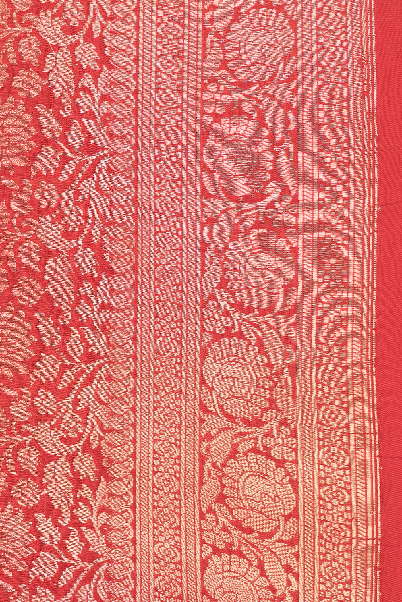 Border image of Red Dual Tone Banarasi Silk Saree with Zari Brocade on the body and Zari Border. 