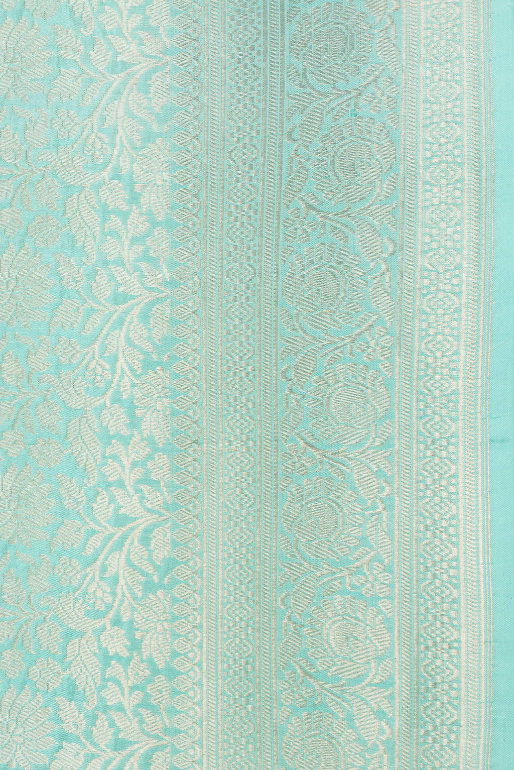 Border image of Light Blue Dual Tone Banarasi Silk Saree with Zari Brocade on the body and Zari Border. 