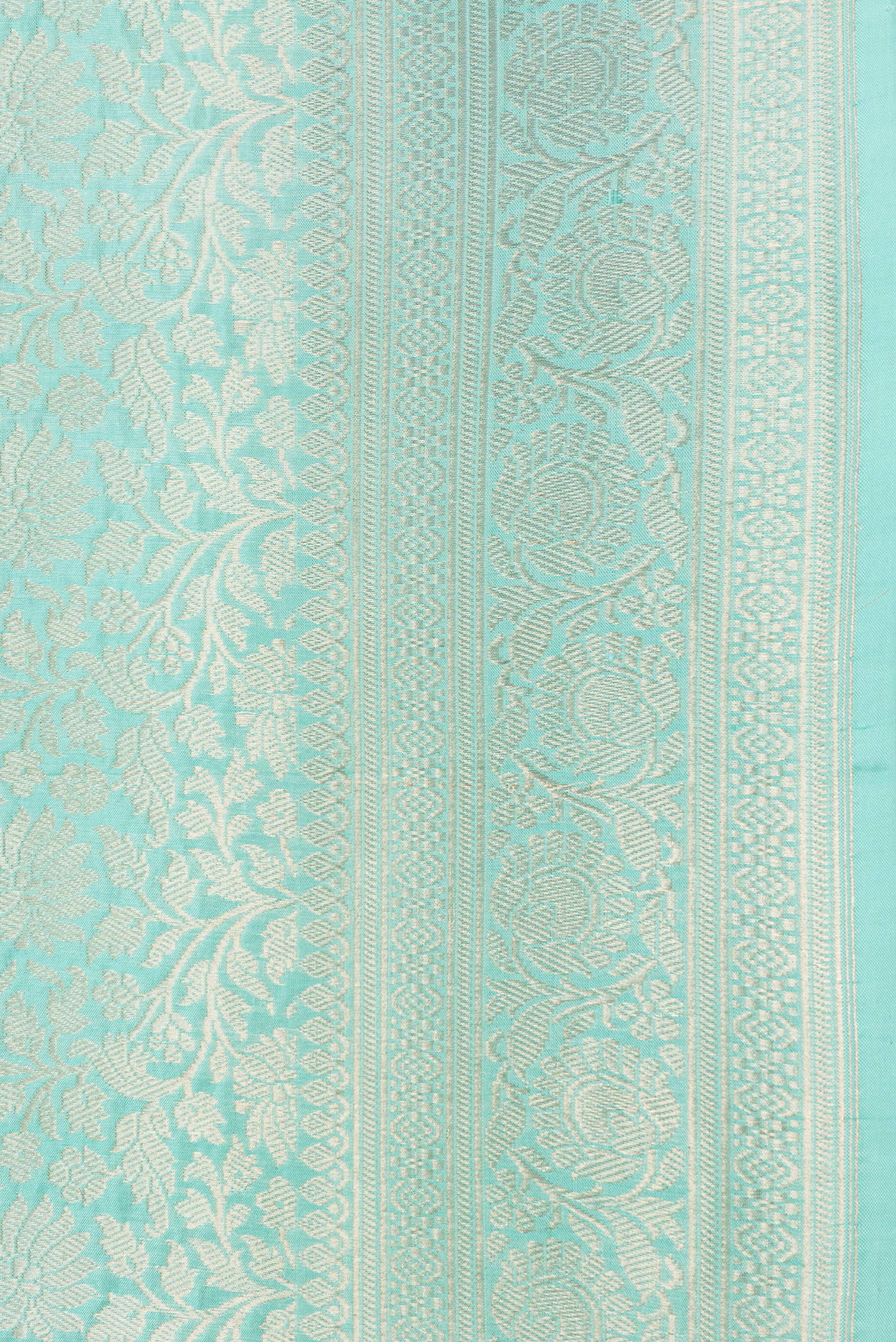 Border image of Light Blue Dual Tone Banarasi Silk Saree with Zari Brocade on the body and Zari Border. 
