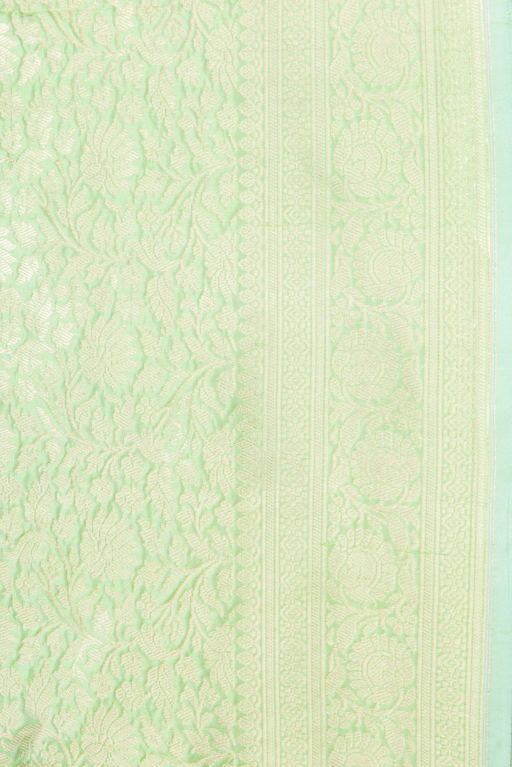 Border image of Pista Green Dual Tone Banarasi Silk Saree with Zari Brocade on the body and Zari Border. 