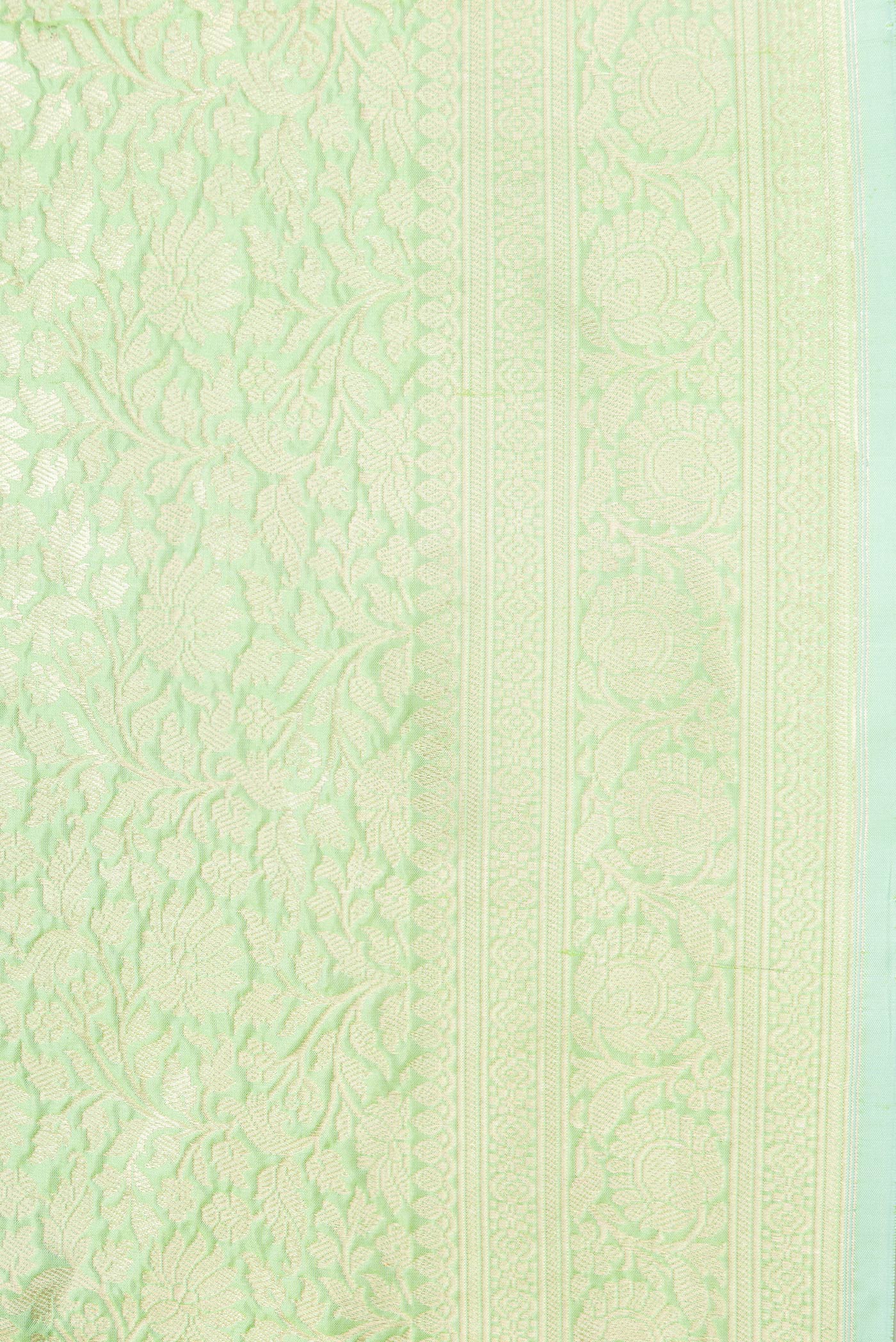 Border image of Pista Green Dual Tone Banarasi Silk Saree with Zari Brocade on the body and Zari Border. 