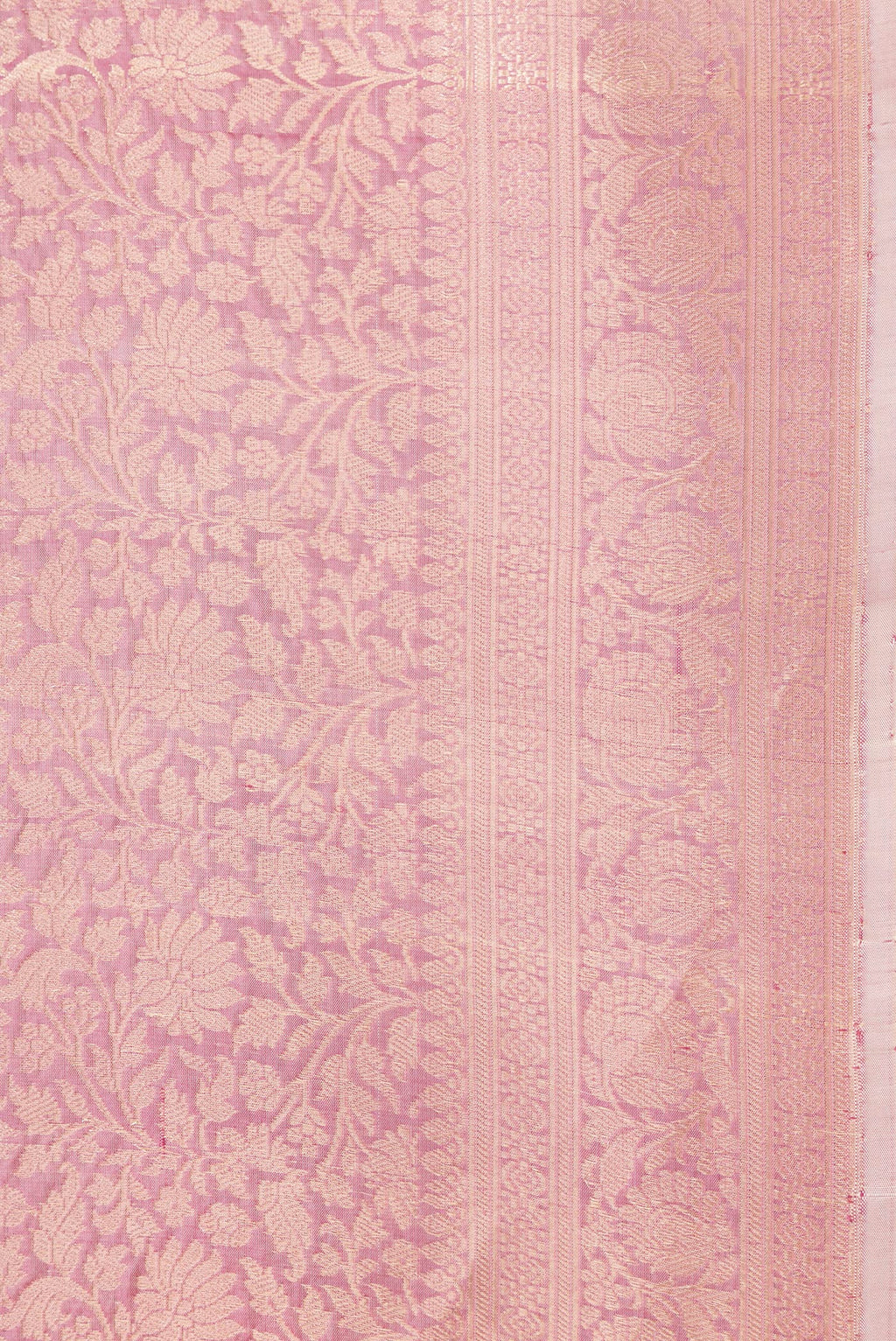 Border image of Golden Peach Dual Tone Banarasi Silk Saree with Zari Brocade on the body and Zari Border. 