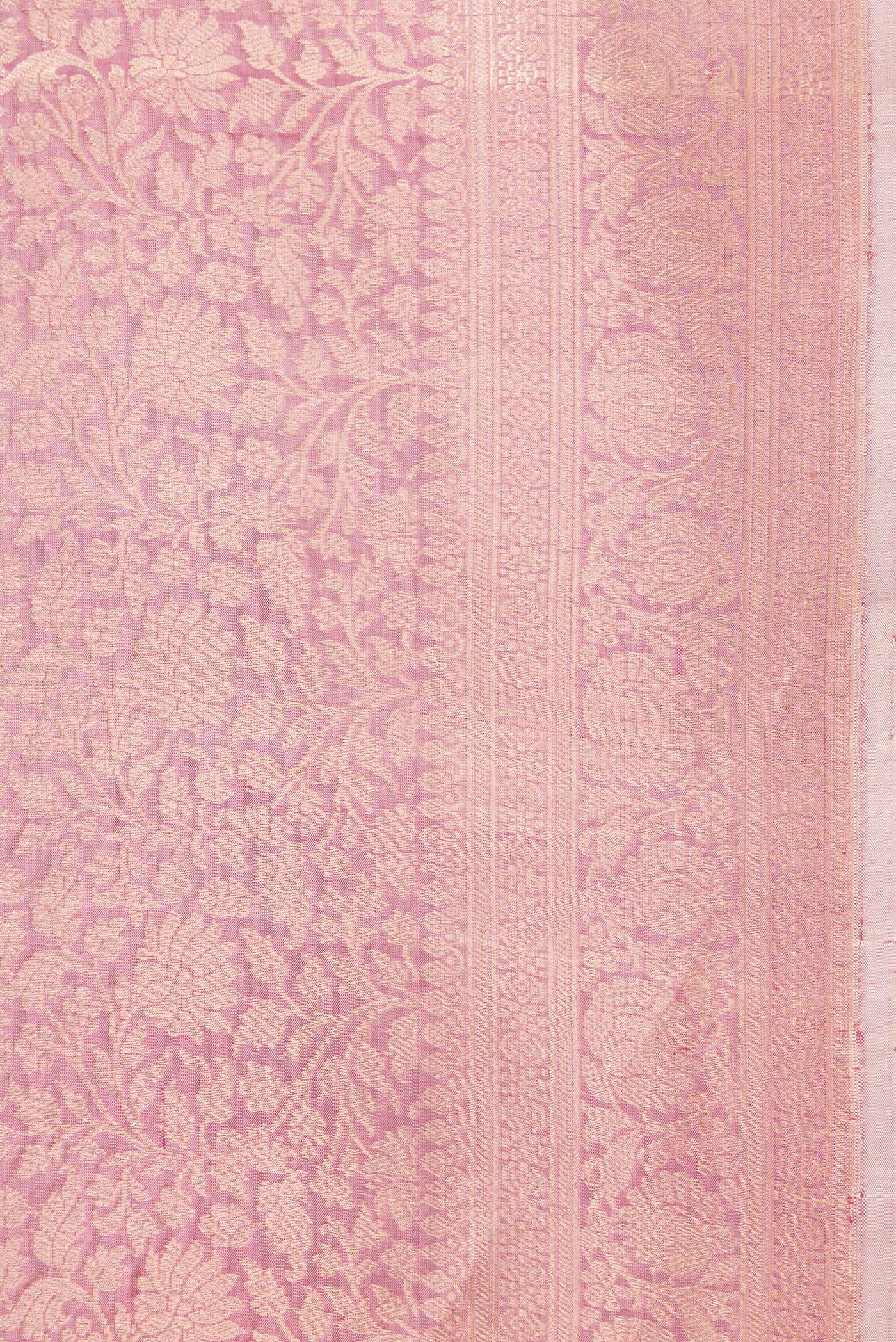 Border image of Golden Peach Dual Tone Banarasi Silk Saree with Zari Brocade on the body and Zari Border. 