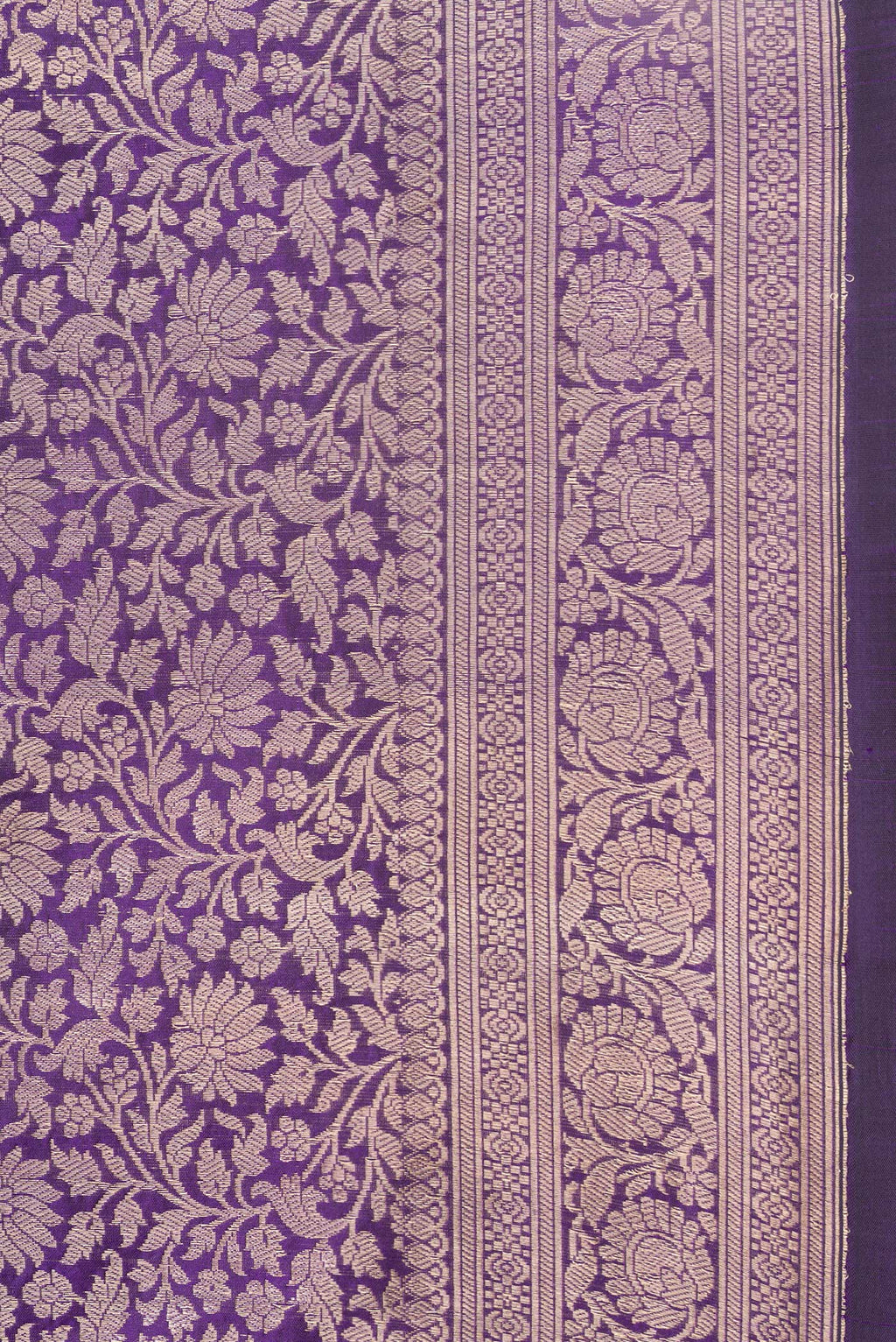 Border image of Violet Dual Tone Banarasi Silk Saree with Zari Brocade on the body and Zari Border. 