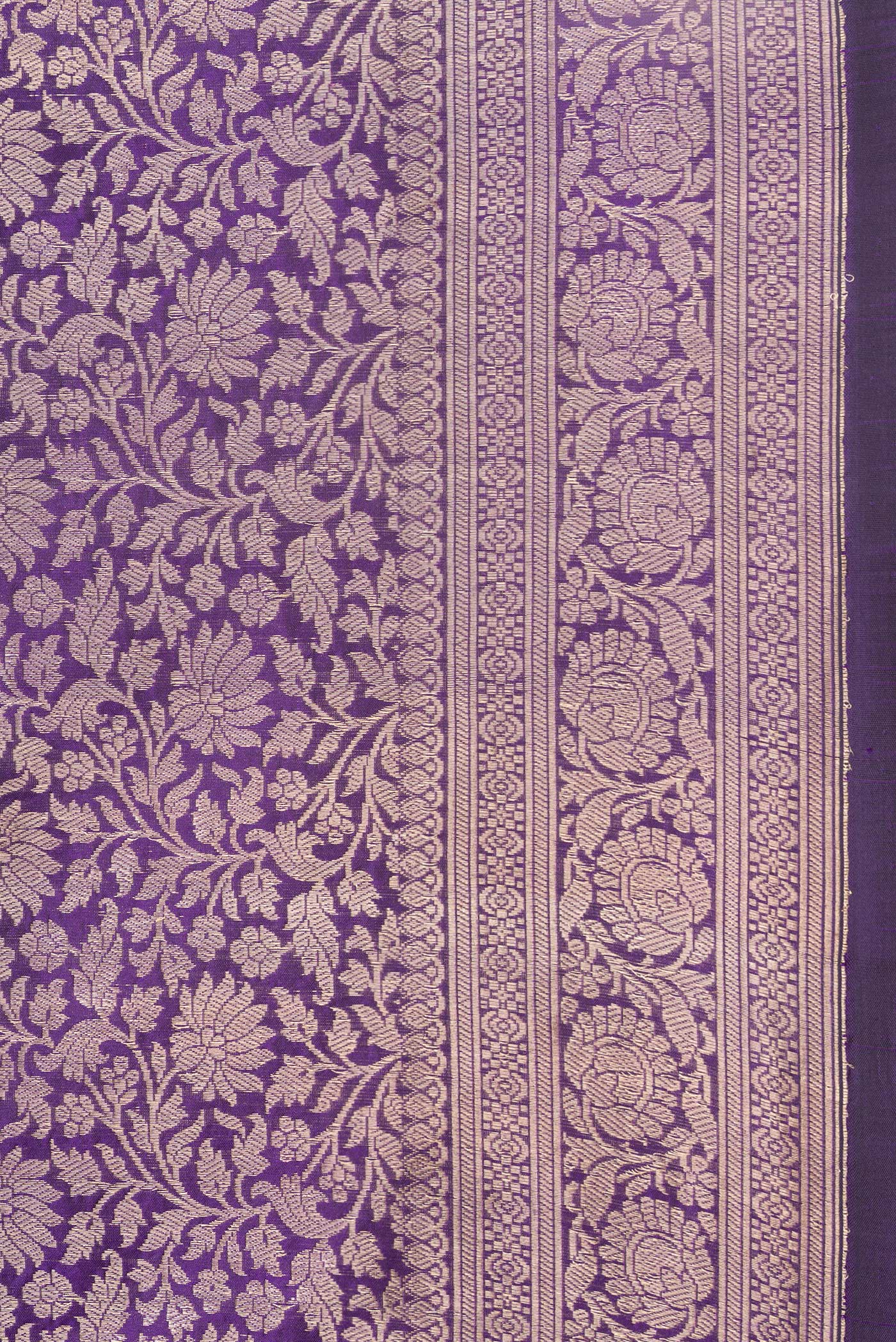 Border image of Violet Dual Tone Banarasi Silk Saree with Zari Brocade on the body and Zari Border. 