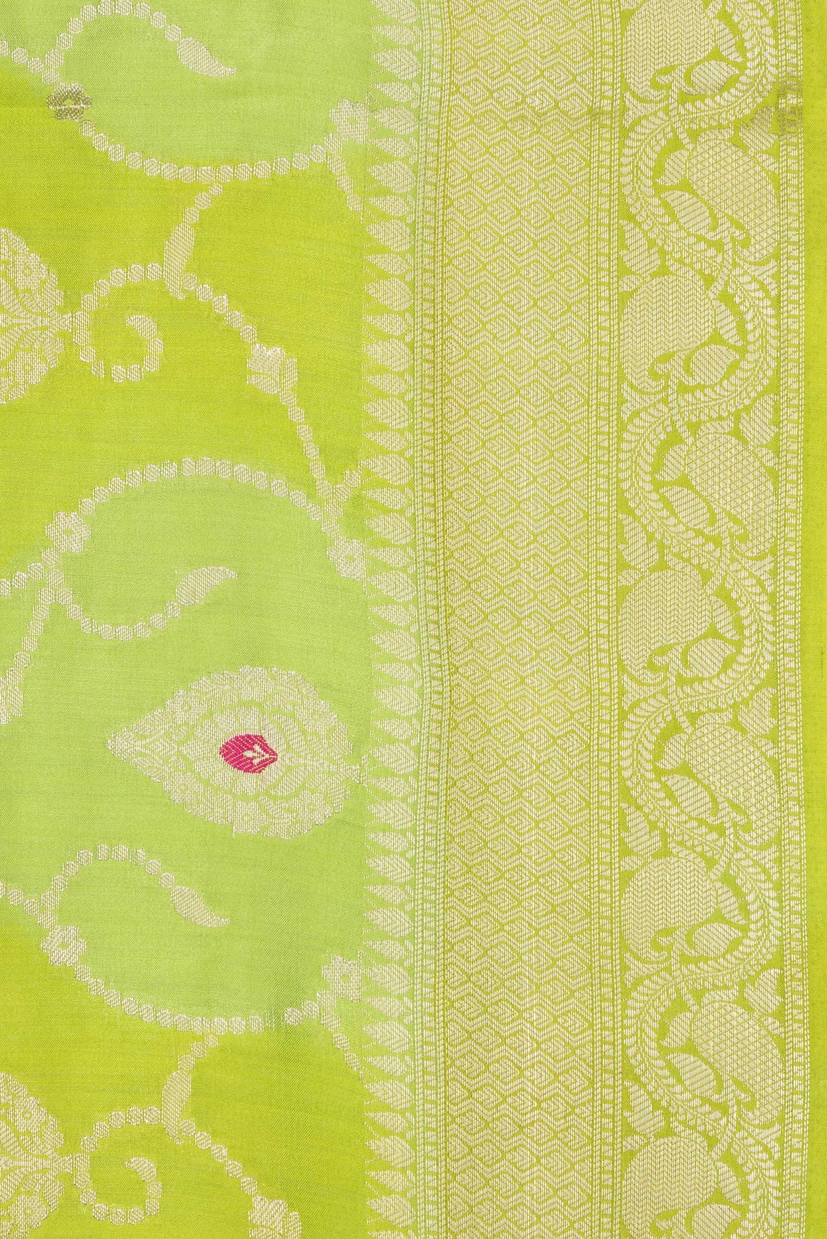 Border image of Parrot Green Dual Tone Tussar Silk Saree with Zari Brocade on the body and Zari Border. 