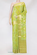 Parrot Green Dual Tone Tussar Silk Saree with Zari Brocade on the body and Zari Border.  displayed on a mannequin