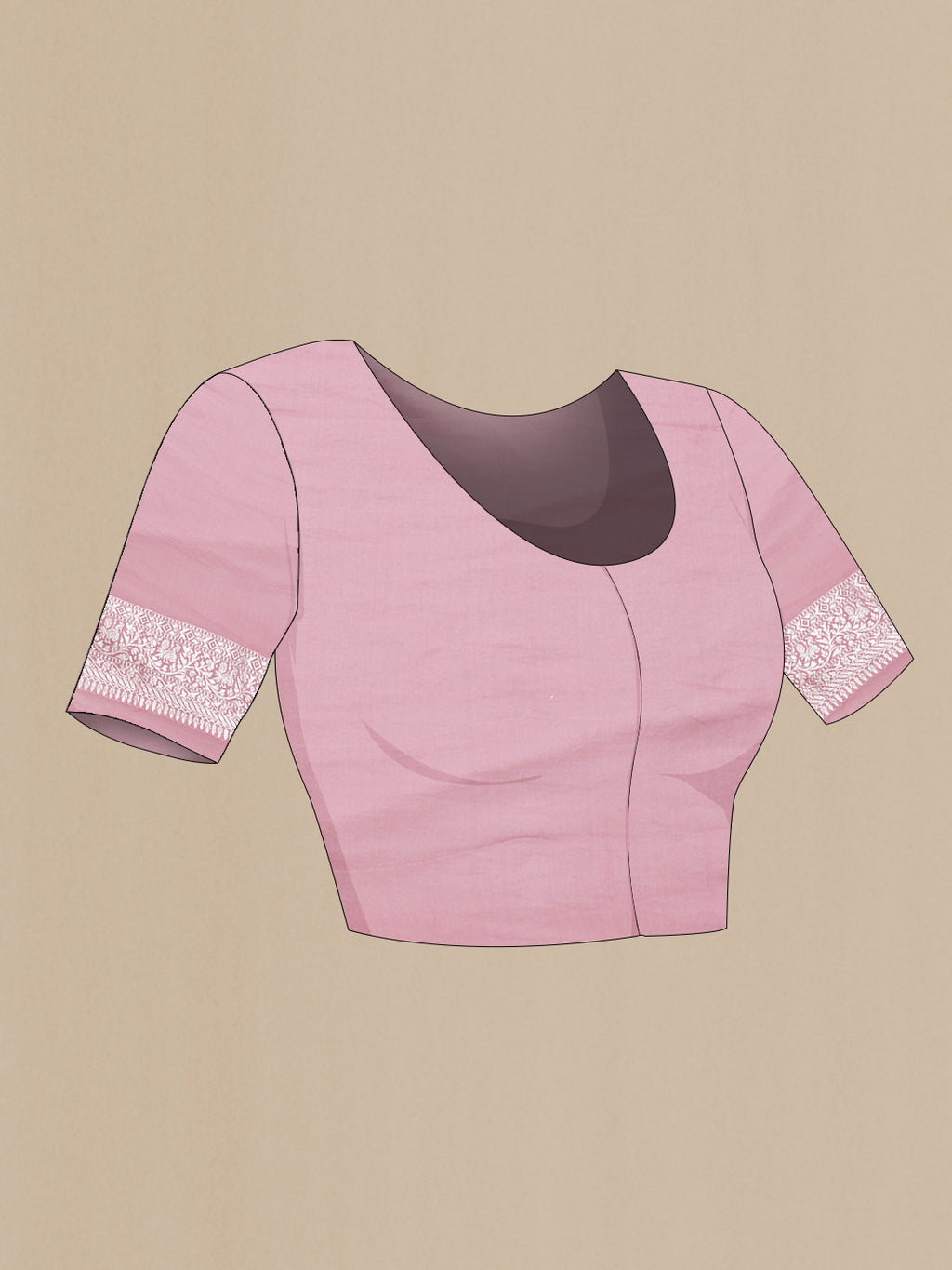 Close up image of the blouse of Pink Dual Tone Banarasi Georgette Saree with Zari Brocade on the body and Zari Border. 