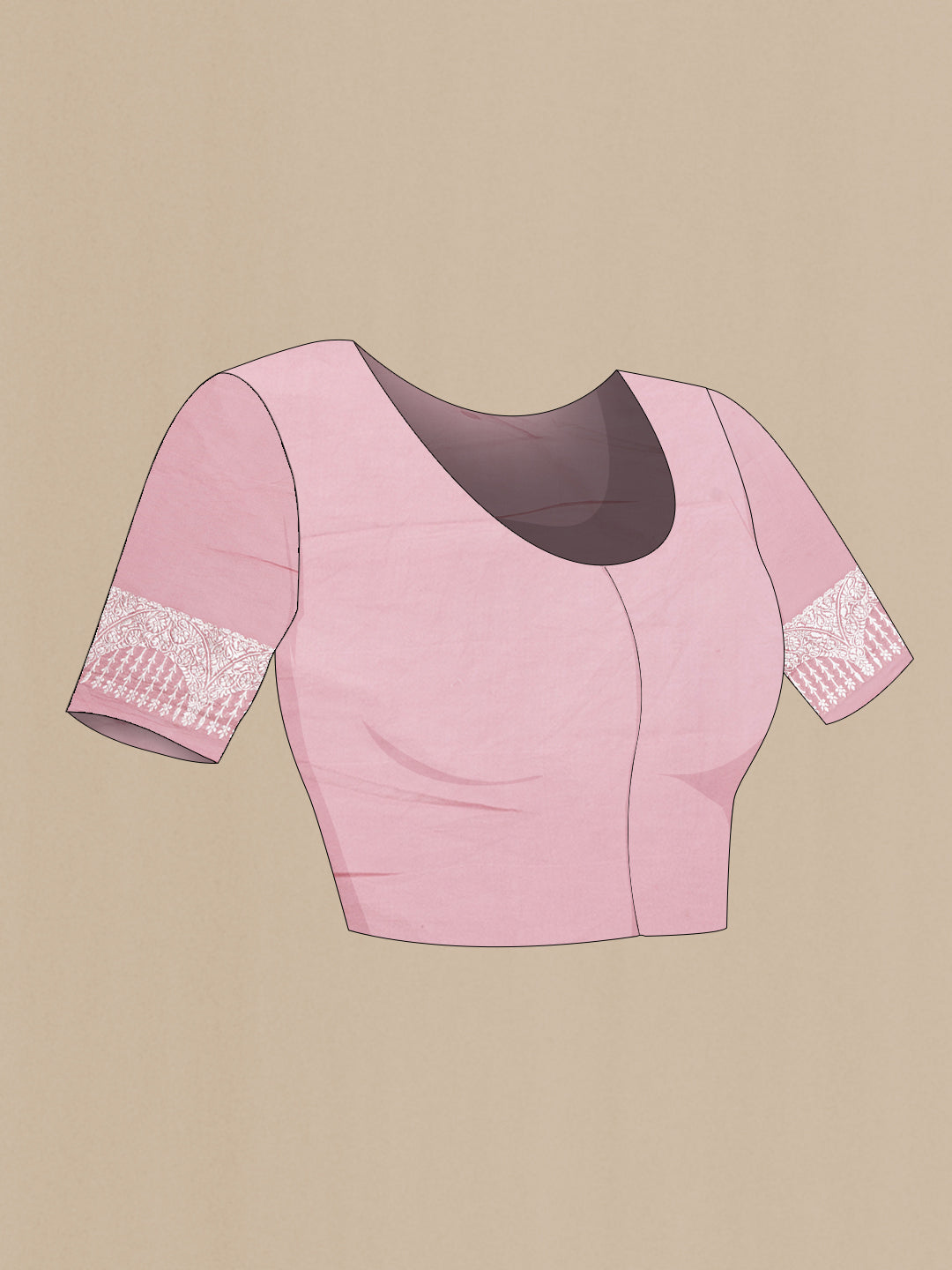 Close up image of the blouse of Pink Dual Tone Banarasi Georgette Saree with Zari Brocade on the body and Zari Border. 