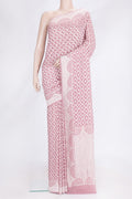 Pink Dual Tone Banarasi Georgette Saree with Zari Brocade on the body and Zari Border.  displayed on a mannequin