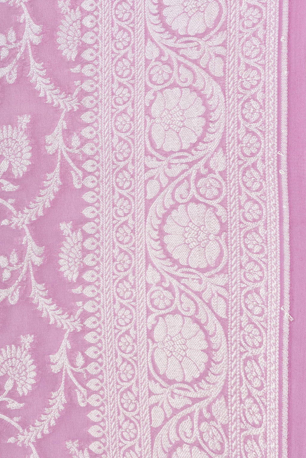 Border image of Lavender Dual Tone Banarasi Georgette Saree with Zari Brocade on the body and Zari Border. 