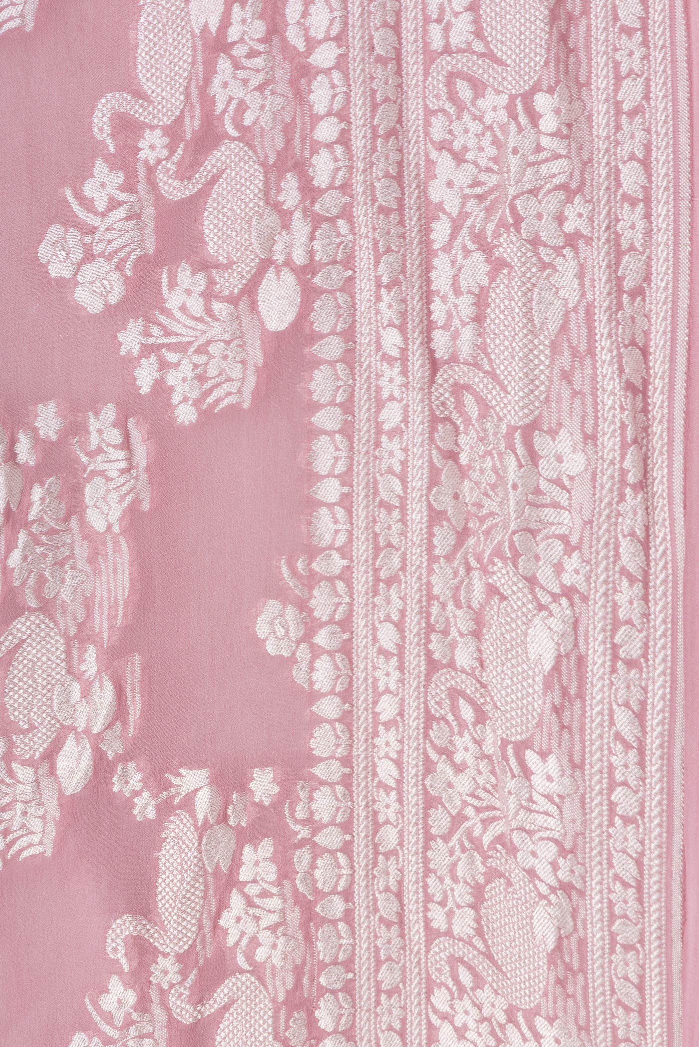 Border image of Pink Dual Tone Banarasi Georgette Saree with Zari Brocade on the body and Zari Border. 