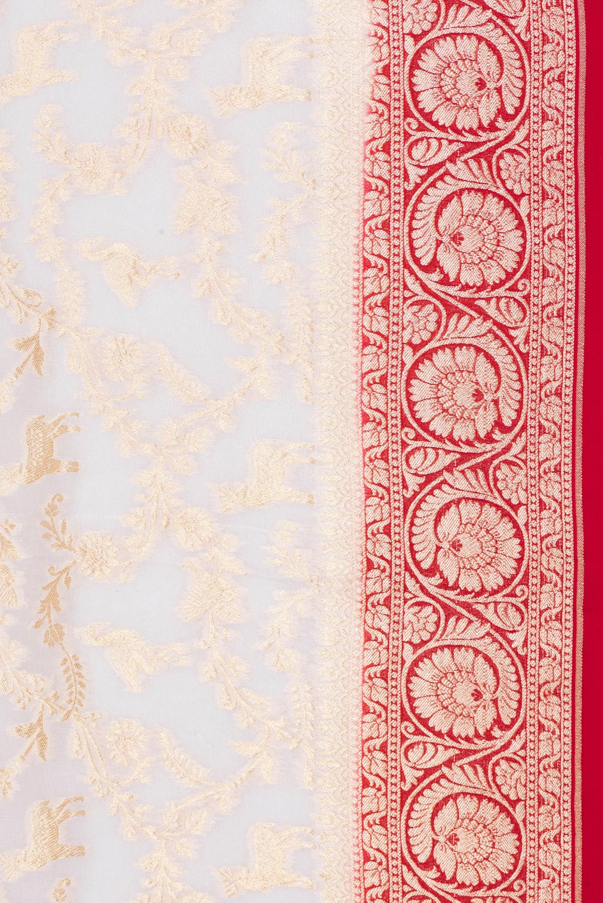 Border image of Beige Dual Tone Banarasi Georgette Saree with Zari Brocade on the body and Zari Border. 