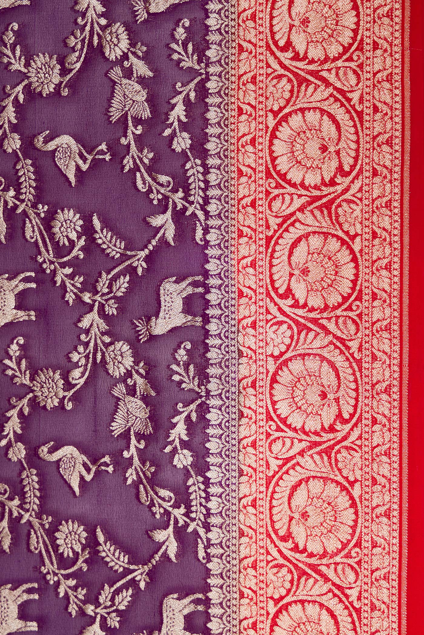 Border image of Royal Blue Dual Tone Mysore Georgette Saree with Zari Brocade on the body and Zari Border. 