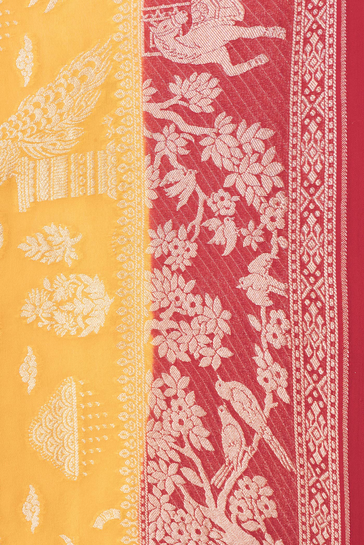 Border image of Yellow Dual Tone Banarasi Georgette Saree with Zari Brocade on the body and Fancy Border. 