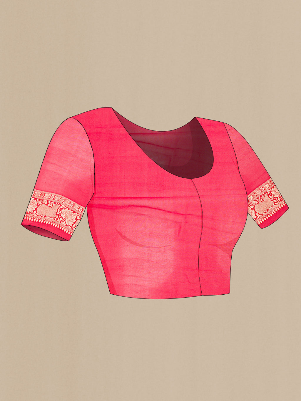 Close up image of the blouse of Bottle Green Dual Tone Mysore Georgette Saree with Zari Brocade on the body and Zari Border. 