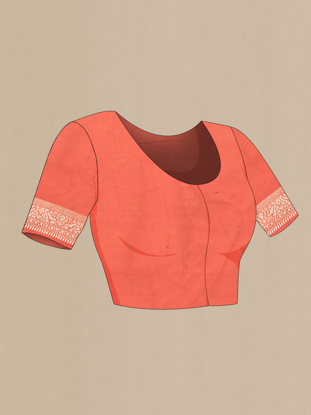 Close up image of the blouse of Pink Dual Tone Banarasi Georgette Saree with Zari Brocade on the body and Zari Border. 